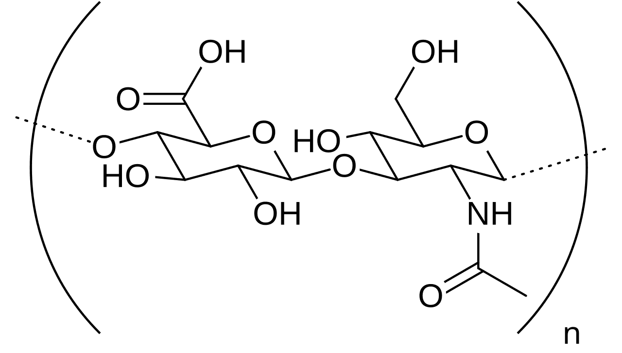Structure chimique de l'acide hyaluronique, gel injectable utilise en medecine esthetique